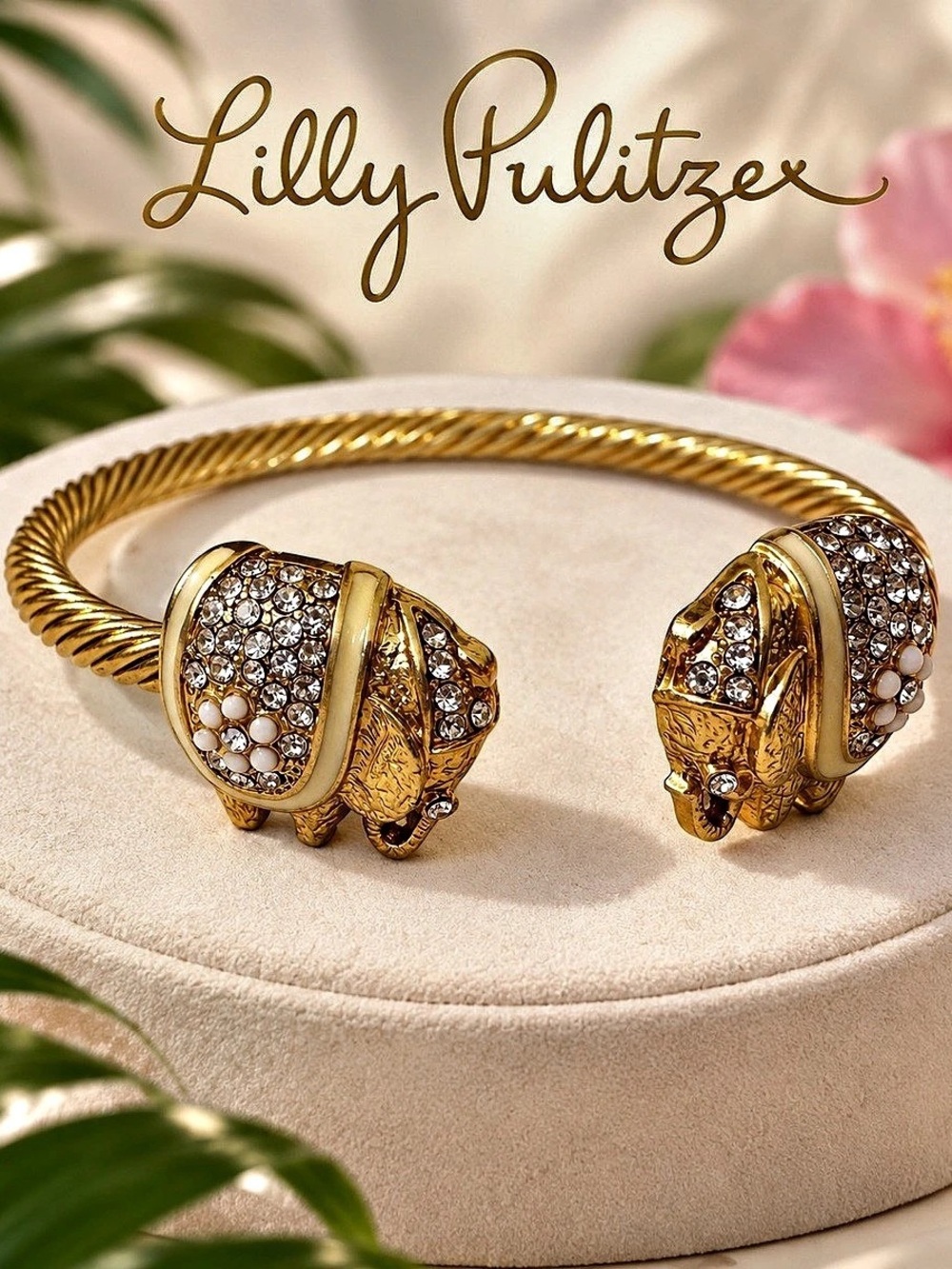 Lilly Pulitzer Sarasota Bangle Jeweled Gold-Tone Cuff Bracelet NWT 275